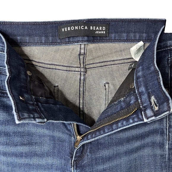 Veronica Beard Carly Kick Flare Jeans Dark Wash Size 26 Frayed Hem - Picture 6 of 9